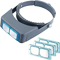 Beileshi Headband Magnifier with Optical Glass Lenses - Interchangeable 1.5X 2X 2.5X 3.5X for Jewelry Watch Repair Crafts