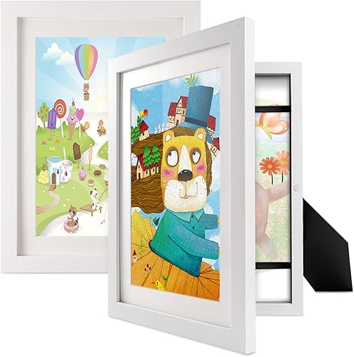 Marcos de arte para niños de 9.4 x 12.9 pulgadas con apertura frontal, marcos de exhibición de obras de arte para niños, marco de fotos
