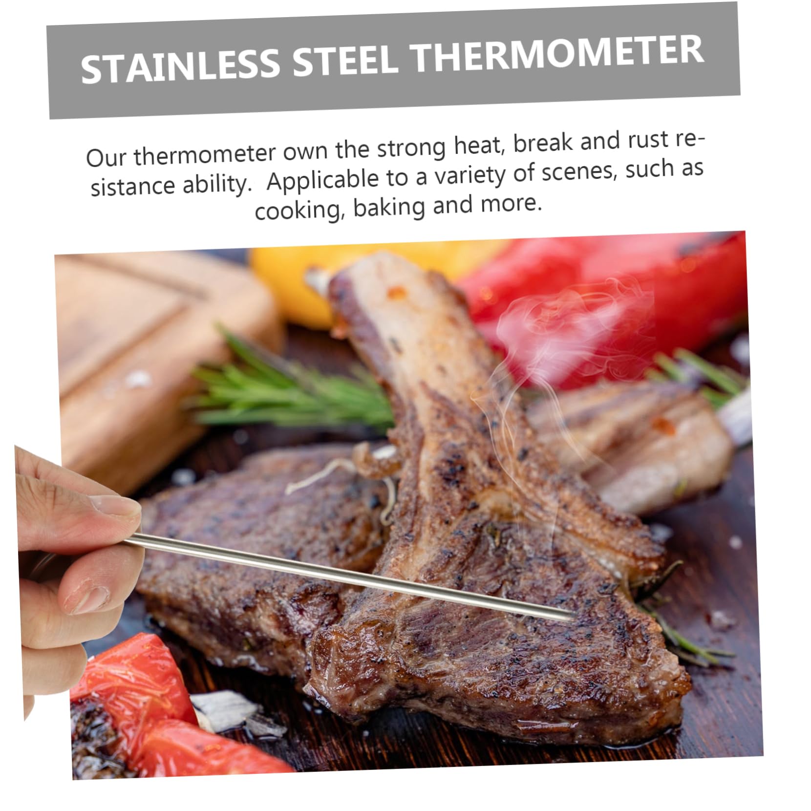 VALICLUD Kabelloses Digitales Grill und Bratenthermometer mit Fernüberwachung Backofenthermometer Großer Beleuchteter LCD Bildschirm Vorprogrammierte Garstufen Alarmfunktion für Bbq und