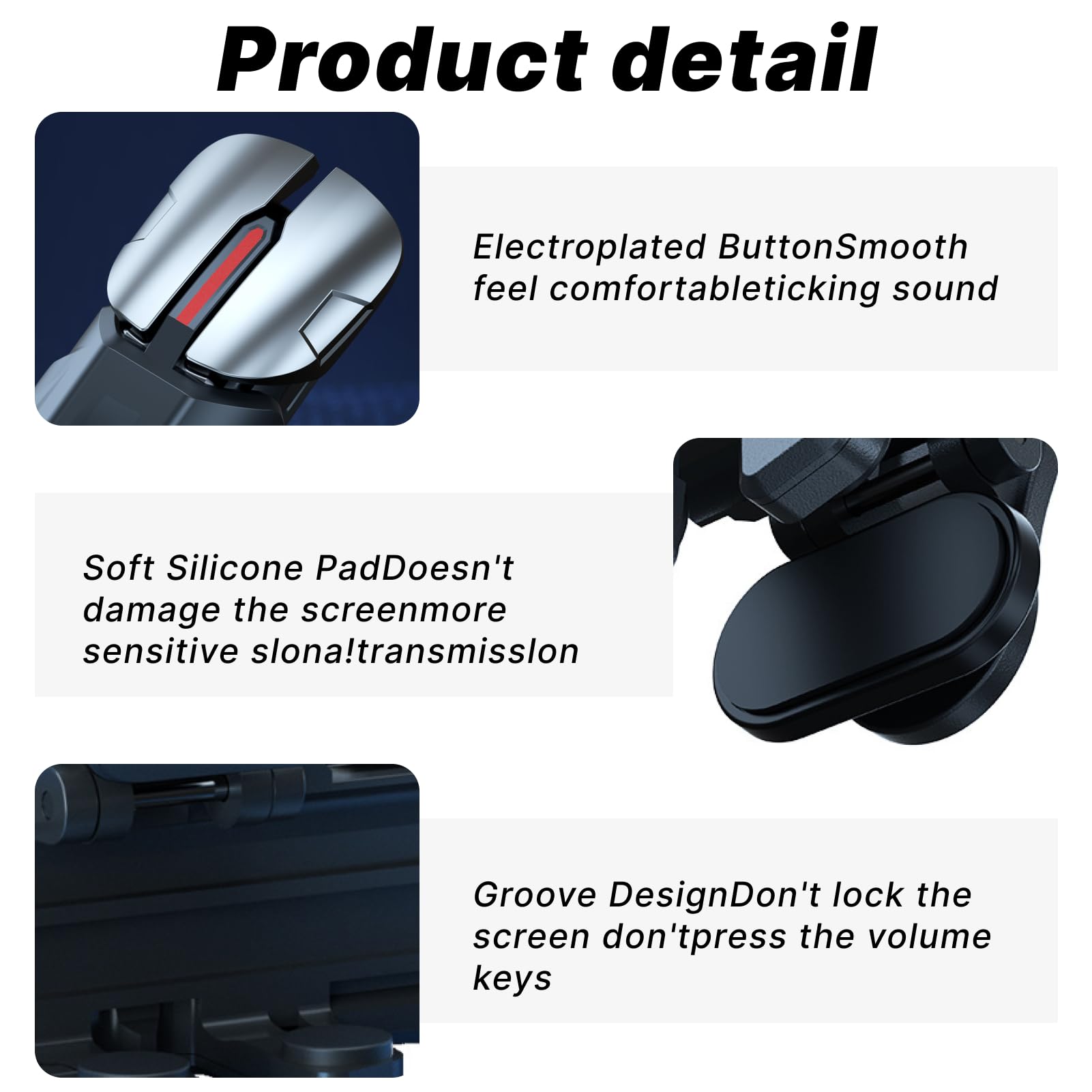 2 Stück Mobile Gaming Controller 4 Trigger, Geeignet für Mobile Controller, L1R1 L2R2 Handy Joystick für PUBG, COD, Smartphone Gamepad Triggers kompatibel mit Android & iOS, 6 Finger Schießtasten