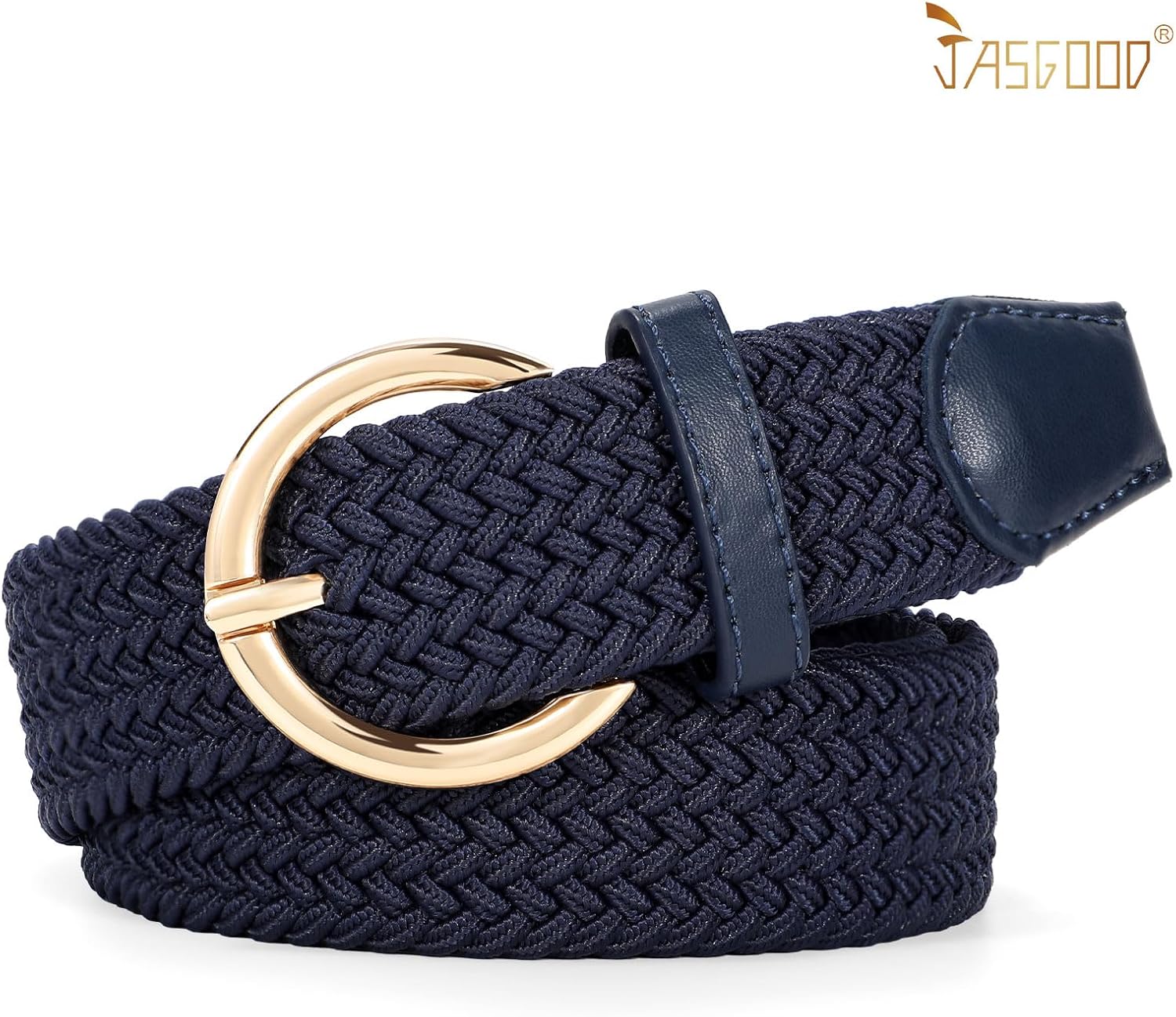 JASGOOD Women Men Braided Woven Elastic Stretch Belt Golf Canvas Casual Belt for Jeans Pants - Image 4