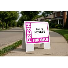 Curd Cheese Fresh For Sale Pink Folding Coroplast A-Frame with Double-Sided 23in x23in