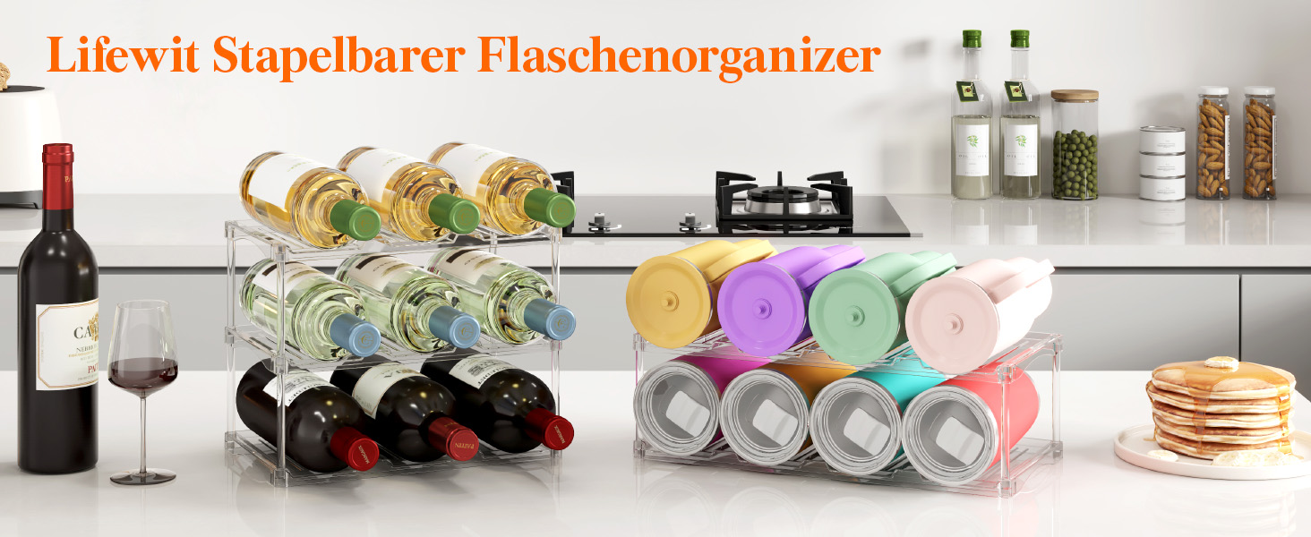 Lifewit 3 Tier Stapelbarer Flaschen Organizer Schrank für 9 Flaschen