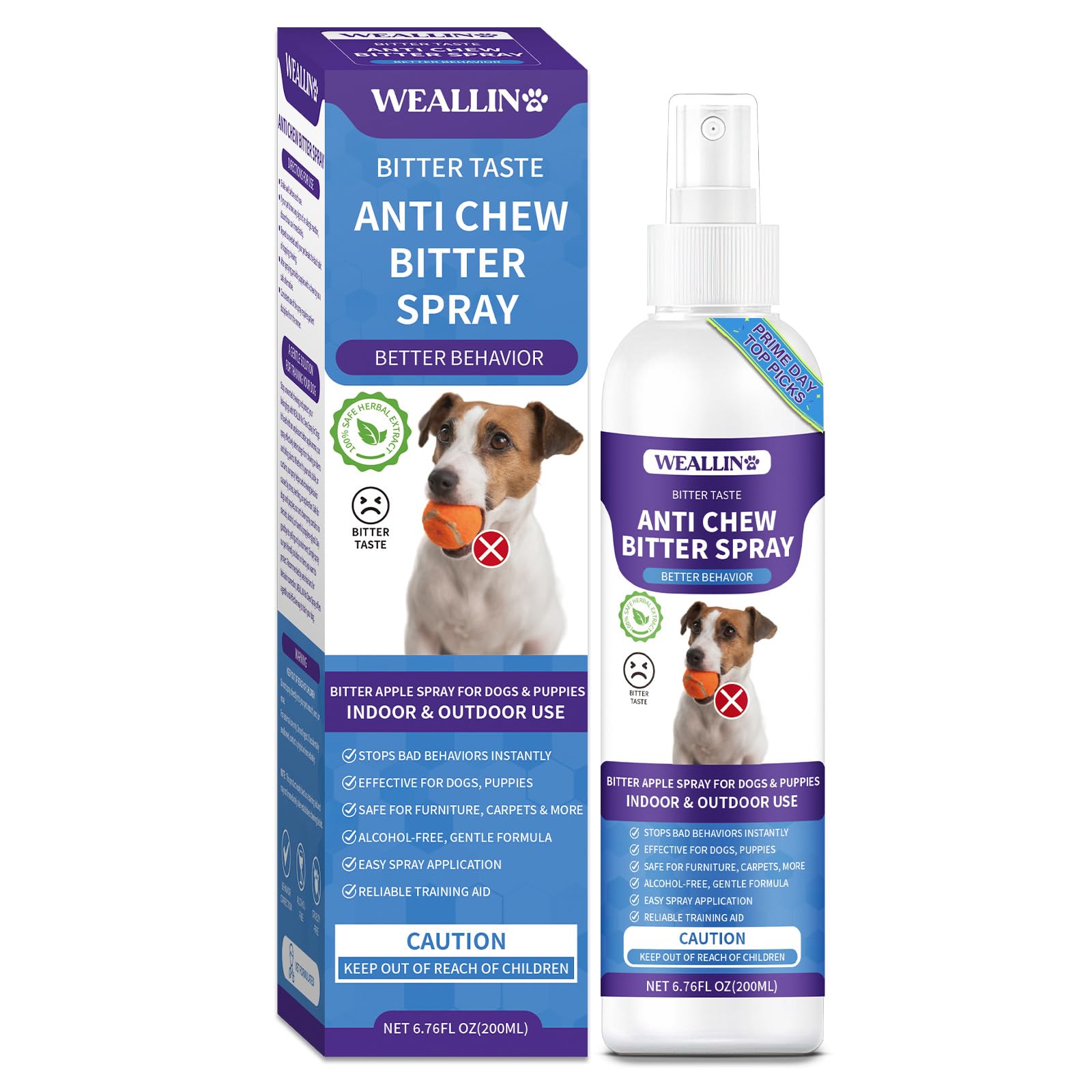 WEALLIN Spray Repellente per Cani, 200ml Repellente per Cani, Spray Anti-Masticatore, Spray Amaro per Cani per Mobili & Giardino, Sicuro per Uso Interno ed Esterno