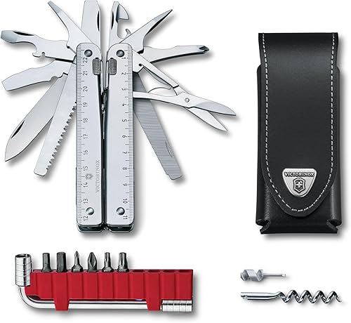 Victorinox Swiss Tool X Plus Ratchet - Navaja Suiza, multiherramienta de 35 funciones de fabricación suiza con alicates de punta de aguja, cortador