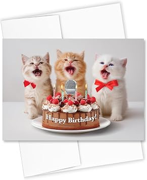 Three Kittens Happy Birthday Greeting Card for Cat Lovers