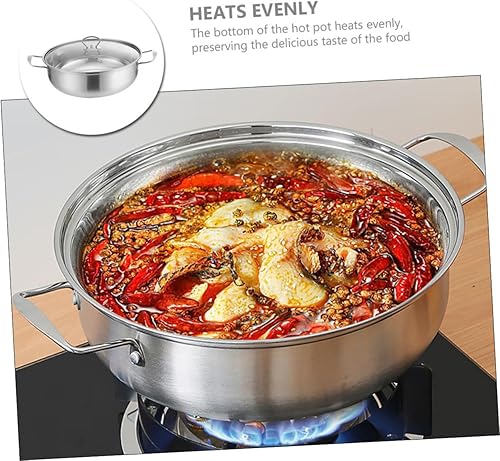 Miniatura 2 de HEMOTON Olla de sopa de acero inoxidable Hotpot con divisores Estufas de sartén de barbacoa Asado Wok Hotpot Olla de cocina coreana Olla de cocción