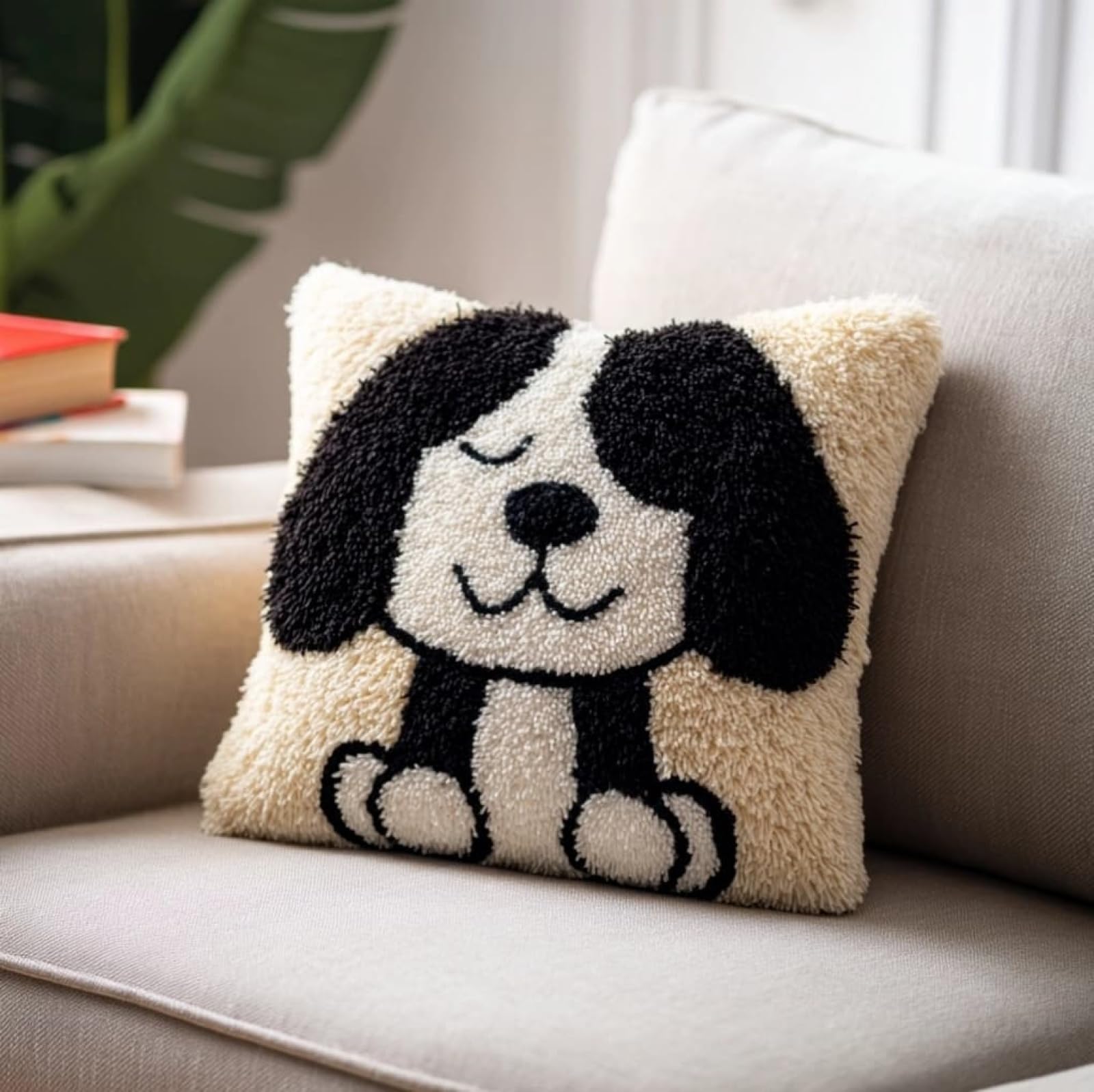 Wallustrioaw Cute Dog Latch Hook Pillow Kit 43X43cm,