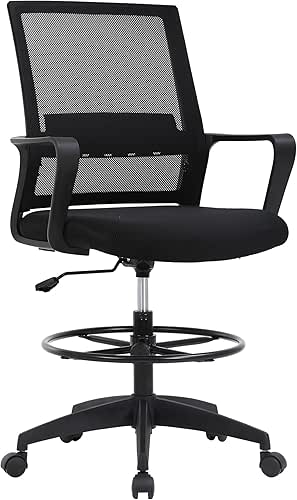 Drafting Chair Tall Office Chair Adjustable Swivel Rolling Mesh Height