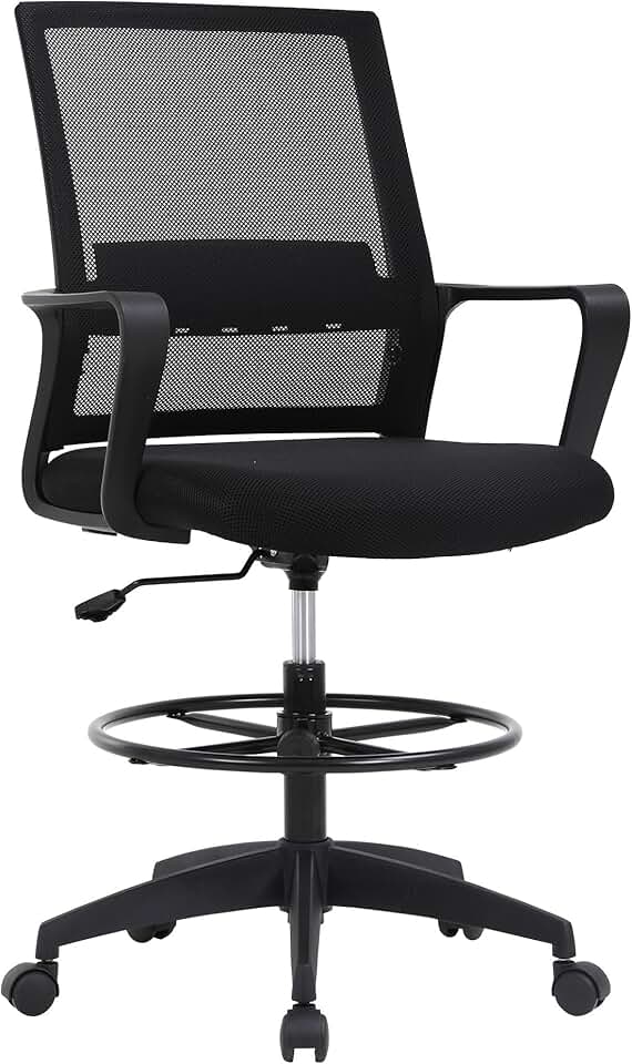 BestOffice Drafting Chair Tall Office Chair Adjustable Swivel Rolling Mesh Hei...