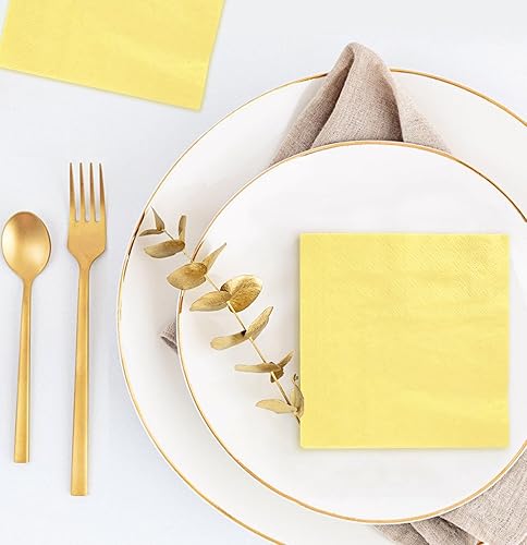 Miniatura 4 de 100 servilletas de 3 capas de color azul claro desechables plegadas de 5 x 5 pulgadas, servilletas de cóctel, servilletas de papel para cena, boda,