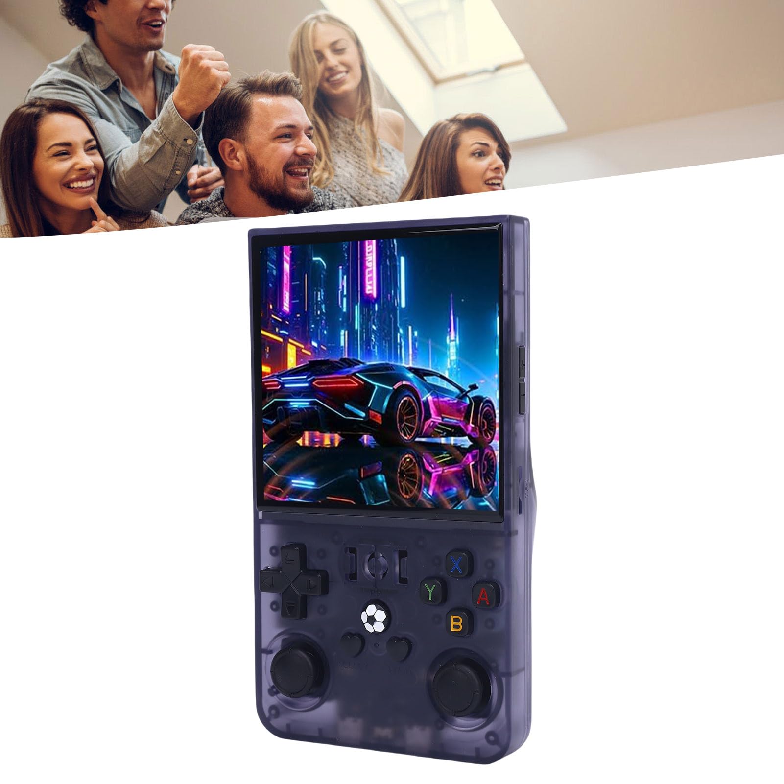 Goshyda Retro-Handspielkonsole für -System, 4 Zoll 720 X 720 Bildschirm RK3326 4000 MAh Dual-Joysticks, Tragbare Videospielkonsole für Reisen (128G)