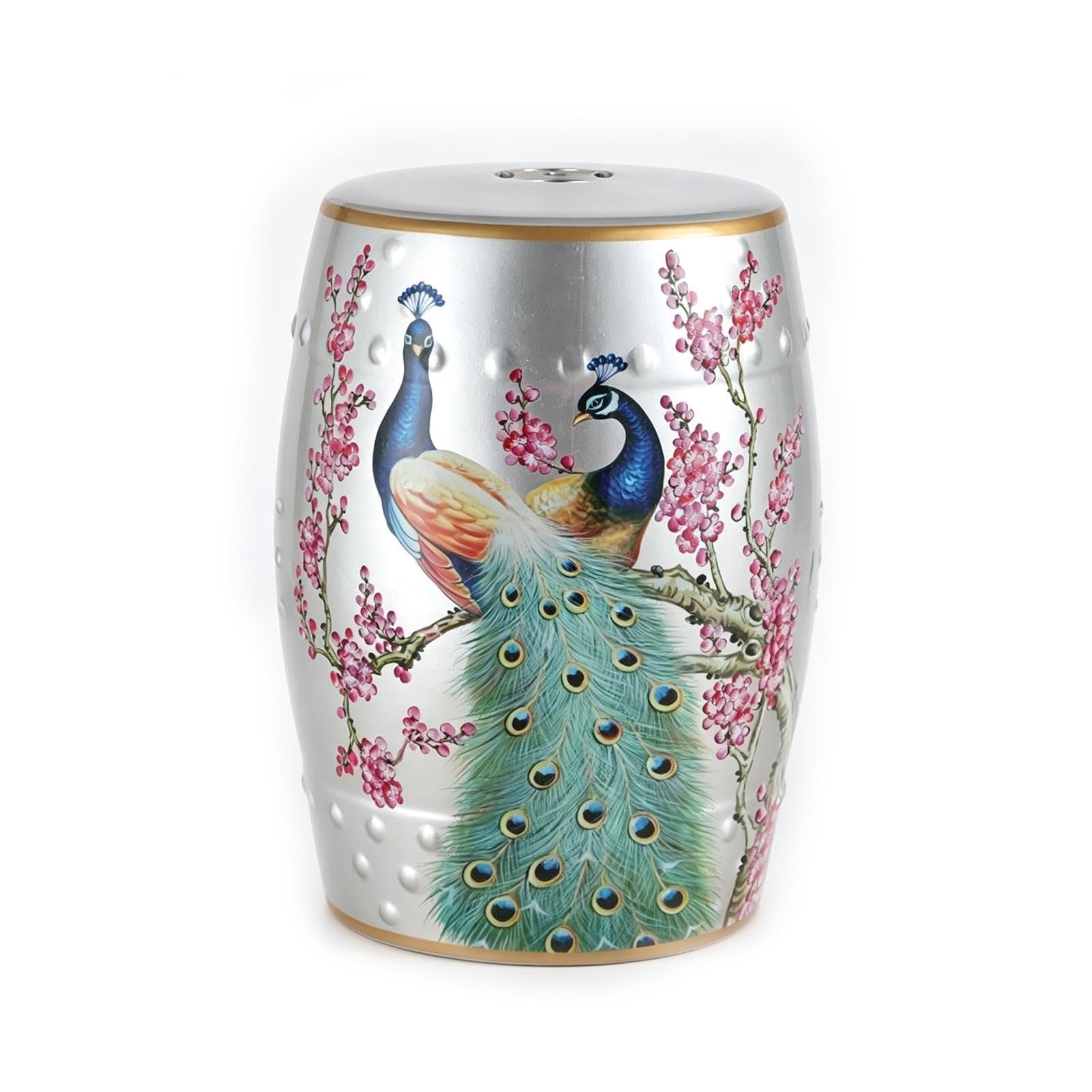Ceramiczny Stołek Ogrodowy-ceramiczny Stołek Do Bębna - Rustykalny Wzór Wiejskiego Domu, Dekoracyjne Siedzisko Akcentujące Do Ogrodu, Salonu, Przedpokoju(Silver)