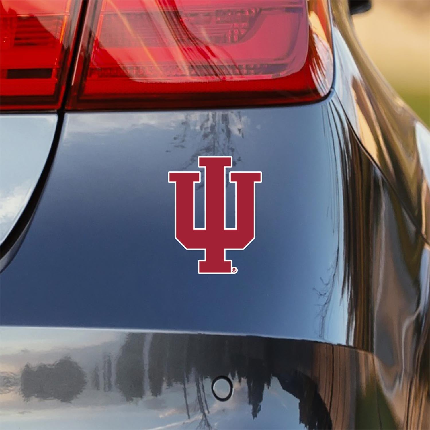 Indiana University Hoosiers Classic Crimson Red IU Trident Weatherproof Vinyl Sticker Car Decal from Nudge Printing - Image 2