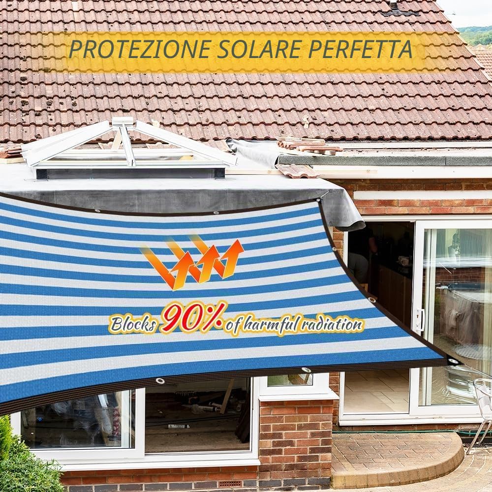 Rete ombreggiante con occhielli, 3 x 4 m, resistente ai raggi UV, rete ombreggiante per serra con corda da 5 m, protezione dagli sguardi indiscreti, per giardino, tenda da sole, terrazza