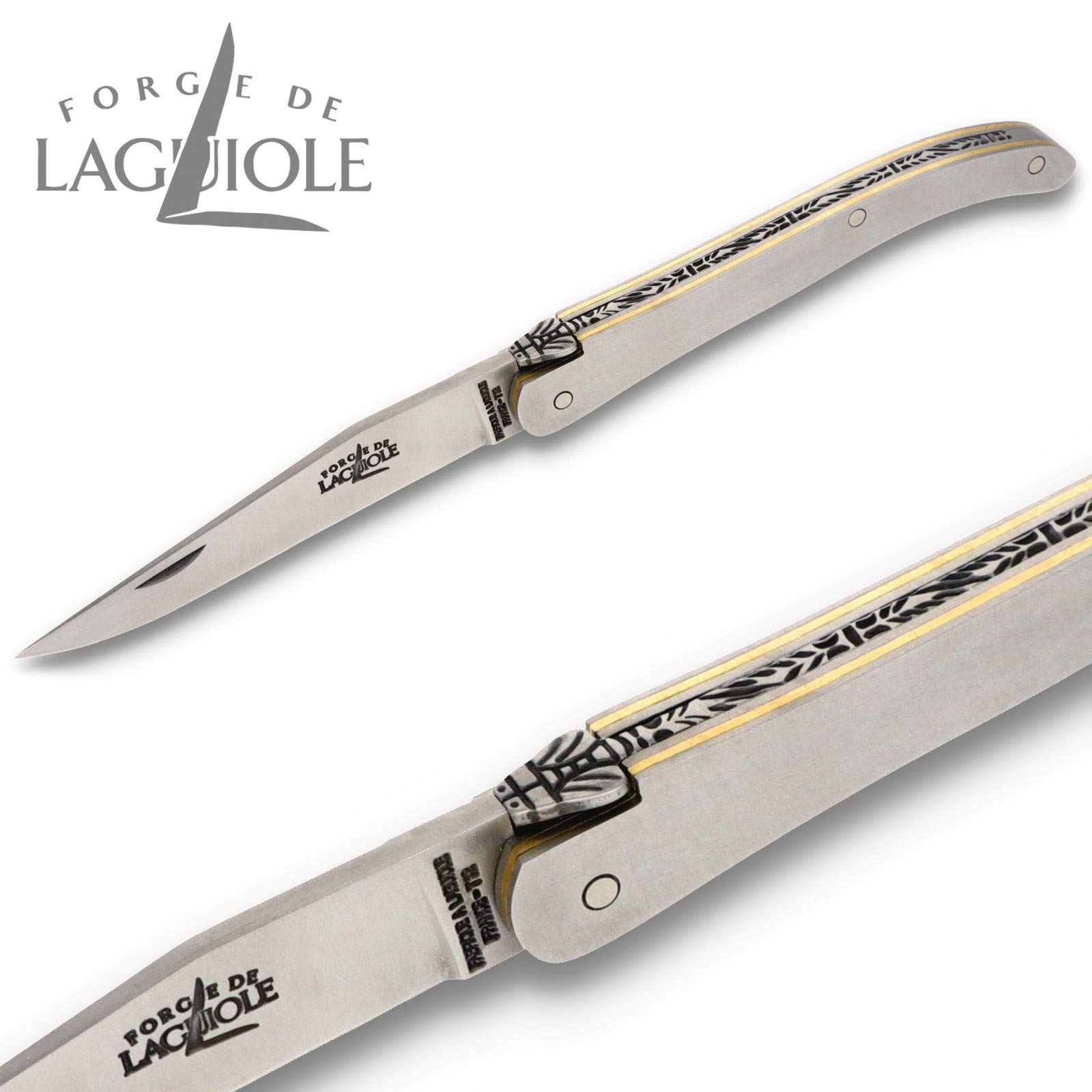 Forge de Laguiole Messer - 10 cm - Ghion Triple Platine Stahl Messing - Klinge 8 cm - Taschenmesser Messer handgefertigt Frankreich