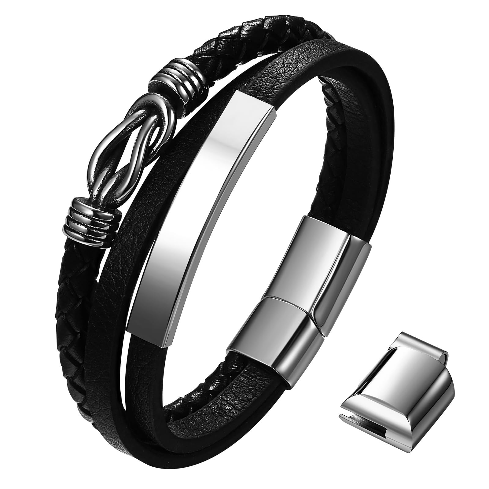 Flongo 3pcs Braccialetto Pesante Grande Uomo Forte in Acciaio Inox, Catena della Bicicletta Biker, Stile Punk Rock, Bracciale Uomo, Oro Nero Rosso