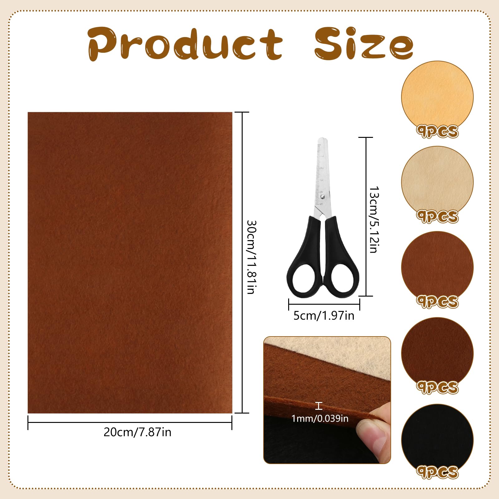 XIEJ 45 sztuk brązowych filców do majsterkowania, 1 mm grubości filcu, 30 × 20 cm filc do majsterkowania, poliestrowe płyty filcowe, filc do rękodzieła, projektów krawieckich "zrób to sam" (seria