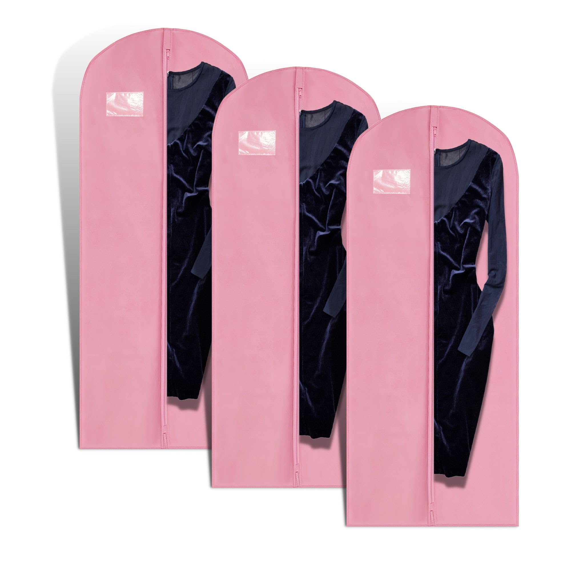 Hoesh Waterproof 72" Bridesmaid Weddings Prom Gown Dress Cover Garment Bags (Pink, Pack of 3)