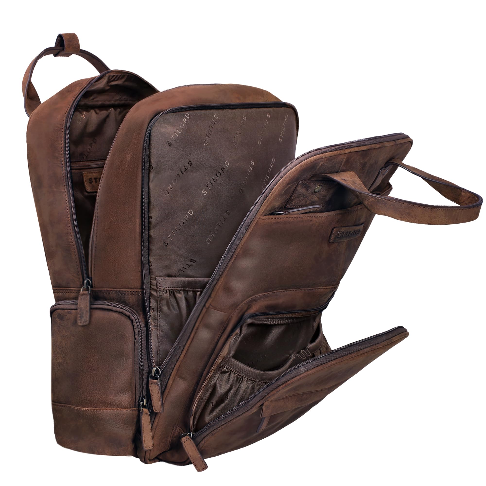 STILORD 'Fiena' Leder Wickelrucksack Groß Damen - großer Babyrucksack & Windelrucksack - elegante Wickeltasche im Vintage Stil - Lederrucksack aus Echtleder für Mamas