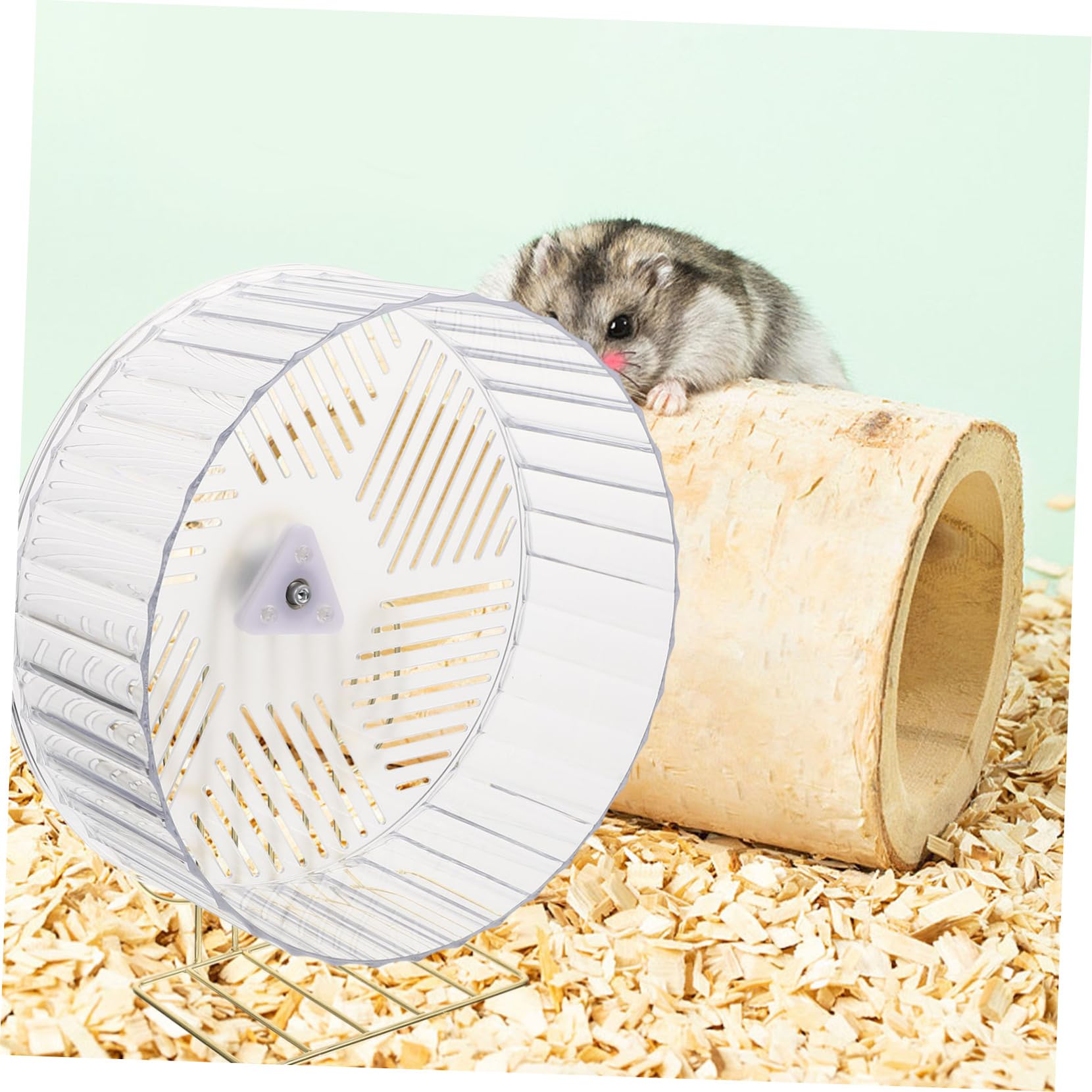 Rueda de Hámster Silenciosa con Soporte, Rueda de Ejercicio para Erizos y Chinchillas, Material Plástico Resistente, Tamaño Grande, para Jaulas y Mascotas Pequeñas Color Aleatorio