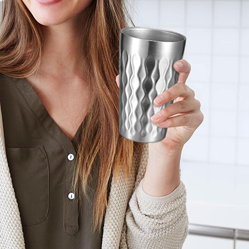 Miniatura 7 de Juego de 2 vasos de cerveza de acero inoxidable de 12 onzas, vasos de cerveza irrompibles, vasos de cerveza apilables de doble pared para acampar al