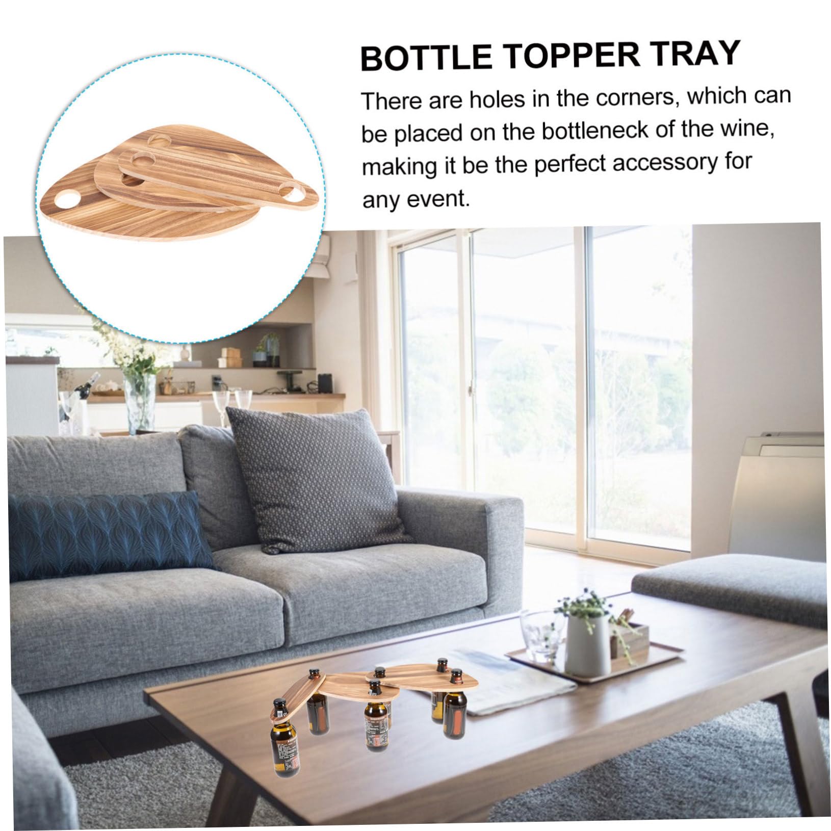 IMIKEYA Plateaux de Service à Bouteilles 3 Pièces en Bois pour Table