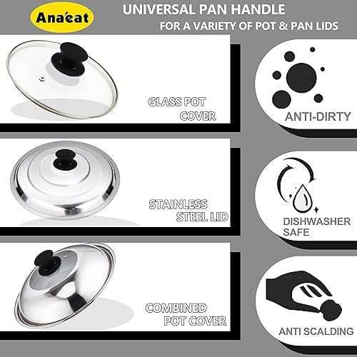 Vista 15 de Anaeat Tapa universal de silicona para ollas, sartenes y sartenes, vidrio templado cubierto con borde de silicona resistente al calor que se adapta