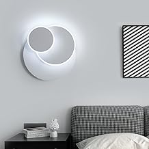 DELIPOP LED Indoor Wall Light, 15W 1687LM Modern Creative Round Wall Lamp, 350° Rotatable Wall Lamp for Living Room, Bedroom, Hallway, Stairs, Cool White Light 6500K