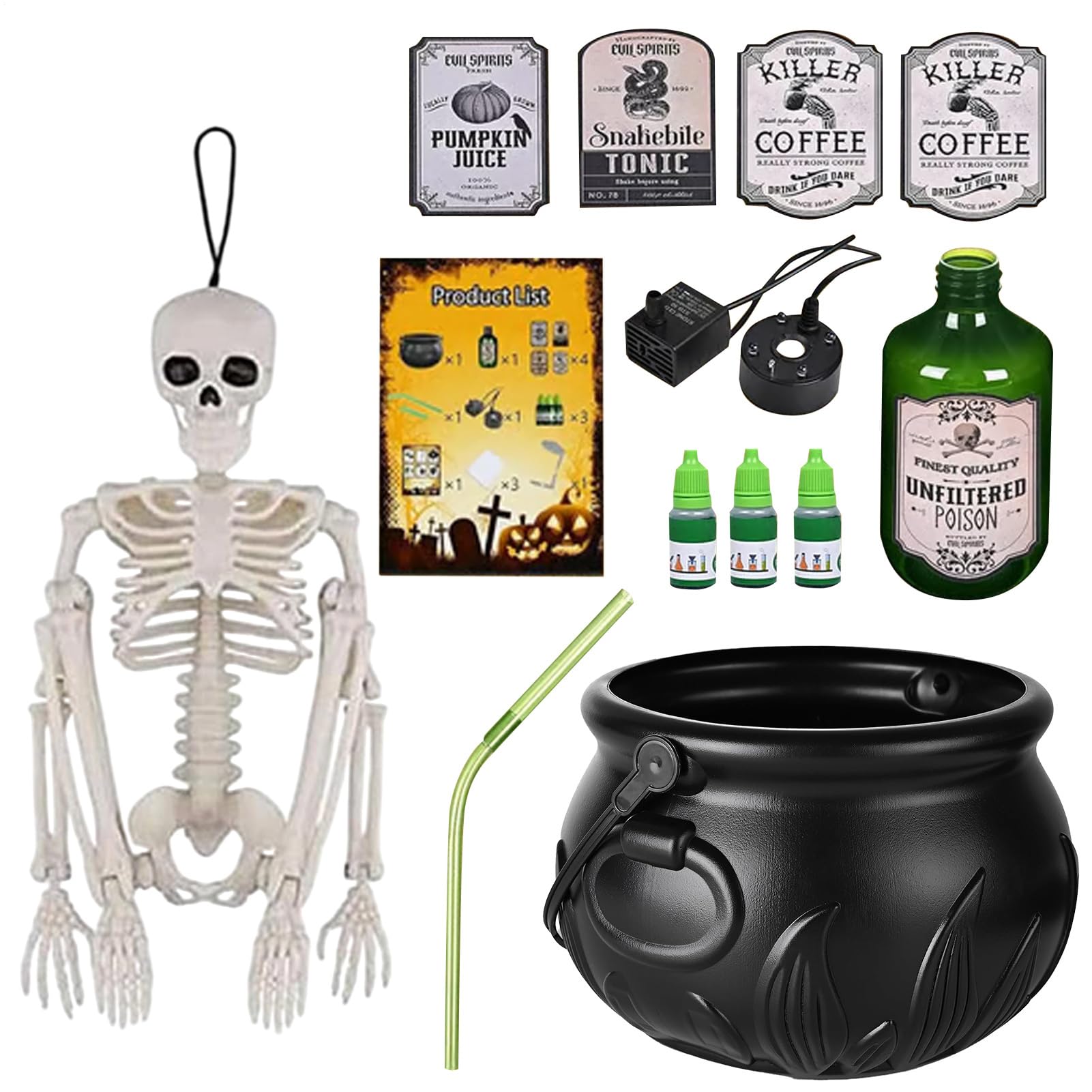 Generisch Dekoracja na Halloween, kociołek czarownicy, Halloween, czarownica, kociołek czarownicy, słodycze, Halloween, imprezy, dekoracja (szkielet), straszna miska na Halloween