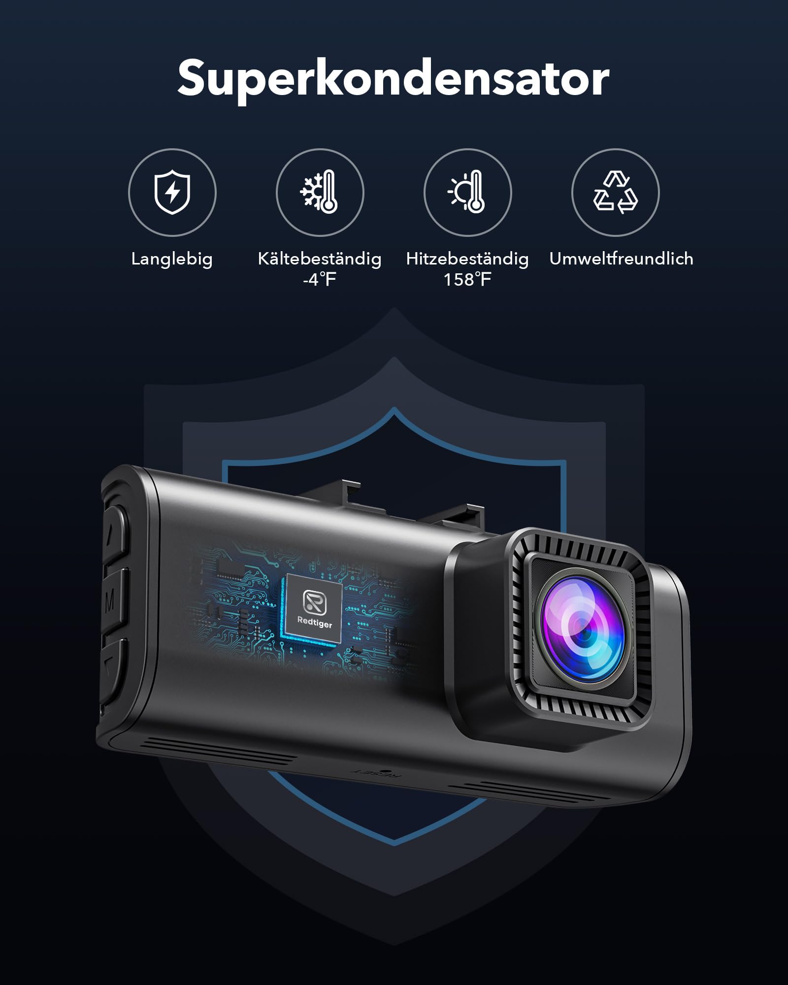 REDTIGER Dashcam Auto Vorne Hinten 4K/2,5K mit STARVIS 2, Dash Cam Auto Kamera 3,18" IPS-Bildschirm, kostenlose 128-GB-Karte,5.8GHz WiFi, GPS, 170°Weitwinkel WDR, Unterstützt 512 GB Max(F7NP)