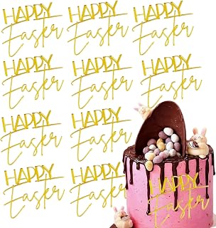 Furimuk 10 Pcs Gold Easter Cake Toppers & Side Cake Decoration for Spring Easter Party Cake Dessert Decoration Supplies