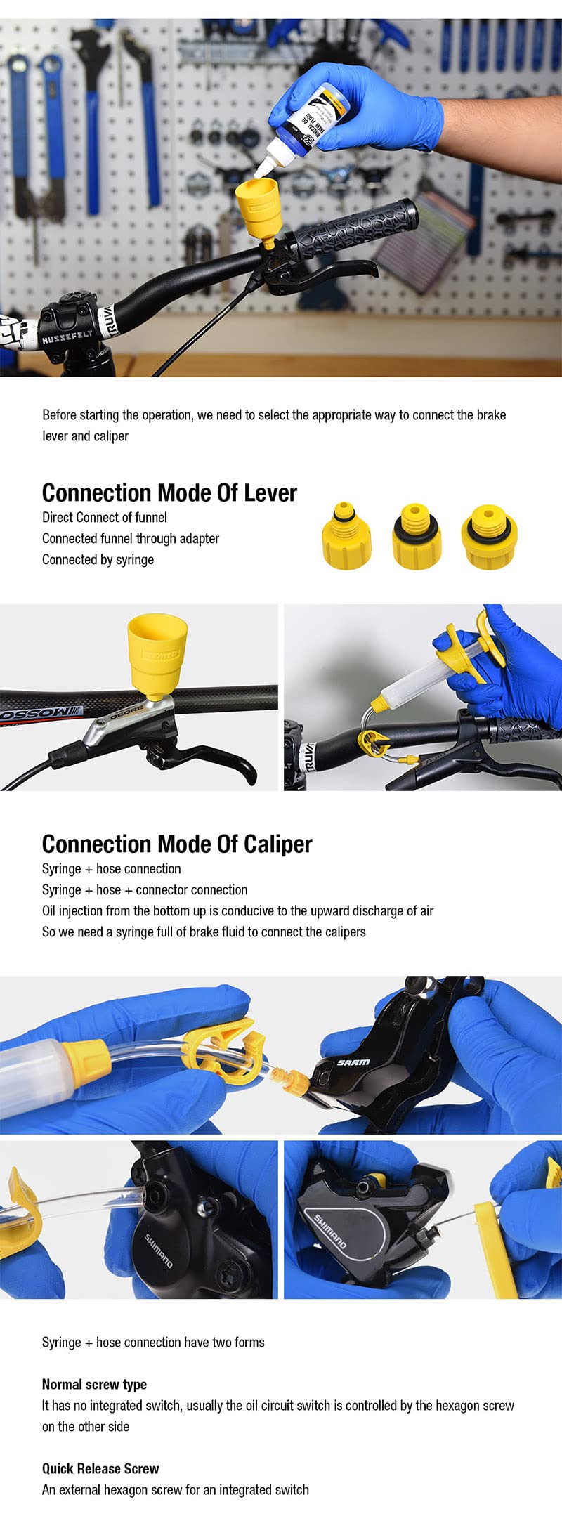 Bicicletta disco freno idraulico DOT olio minerale Bleed Kit Tools per Shimano, SRAM, AVID, TEKTRO, MAGURA, Tekro, Riparazione HS33 Serie MTB Road Bike Brake Strumento (Upgraded)