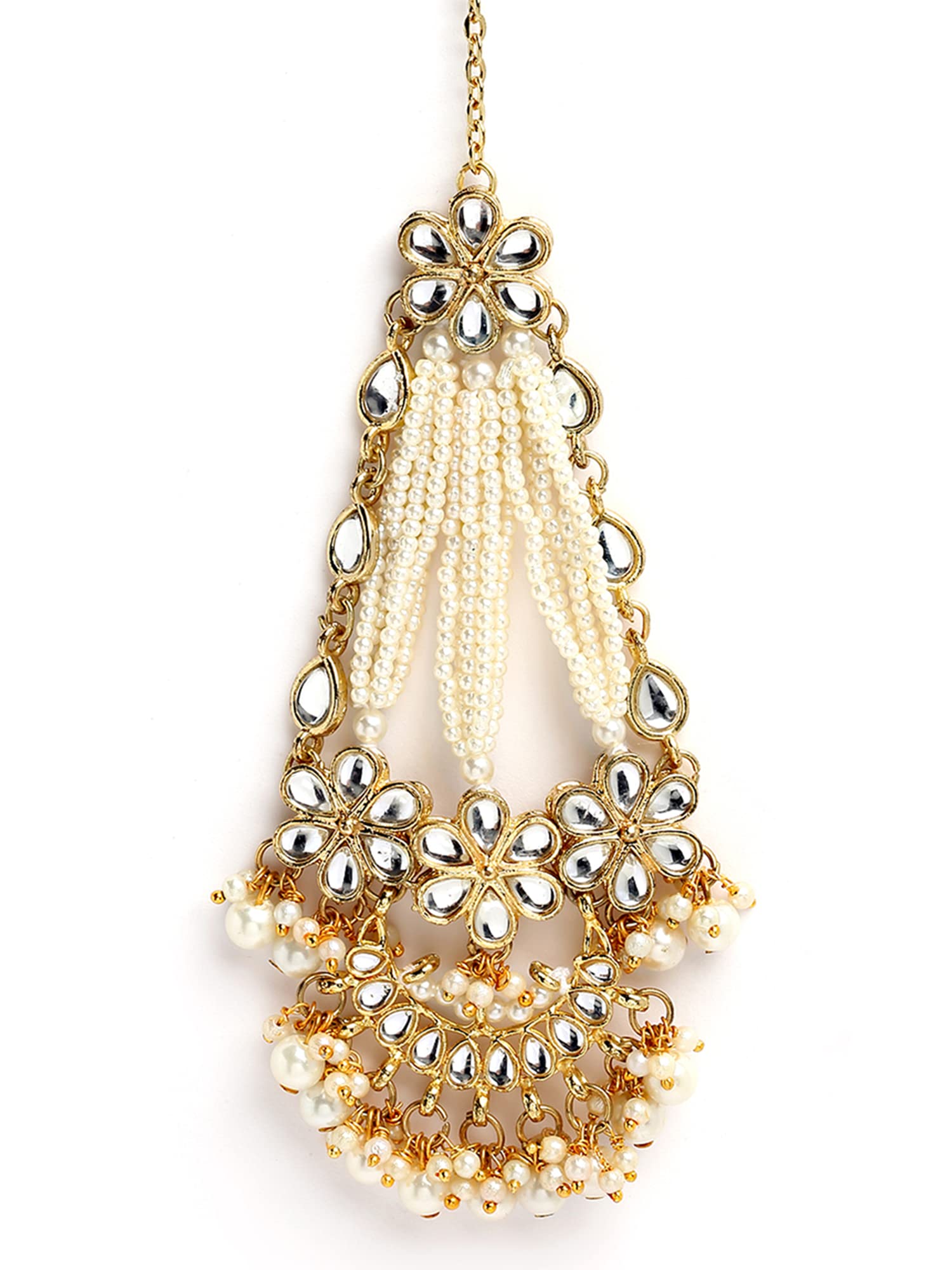 Karatcart Gold Plated Pearl Beads Studded Floral Design Kundan Passa for Women (B0BW4J6Z3T) Amazon Price History, Amazon Price Tracker