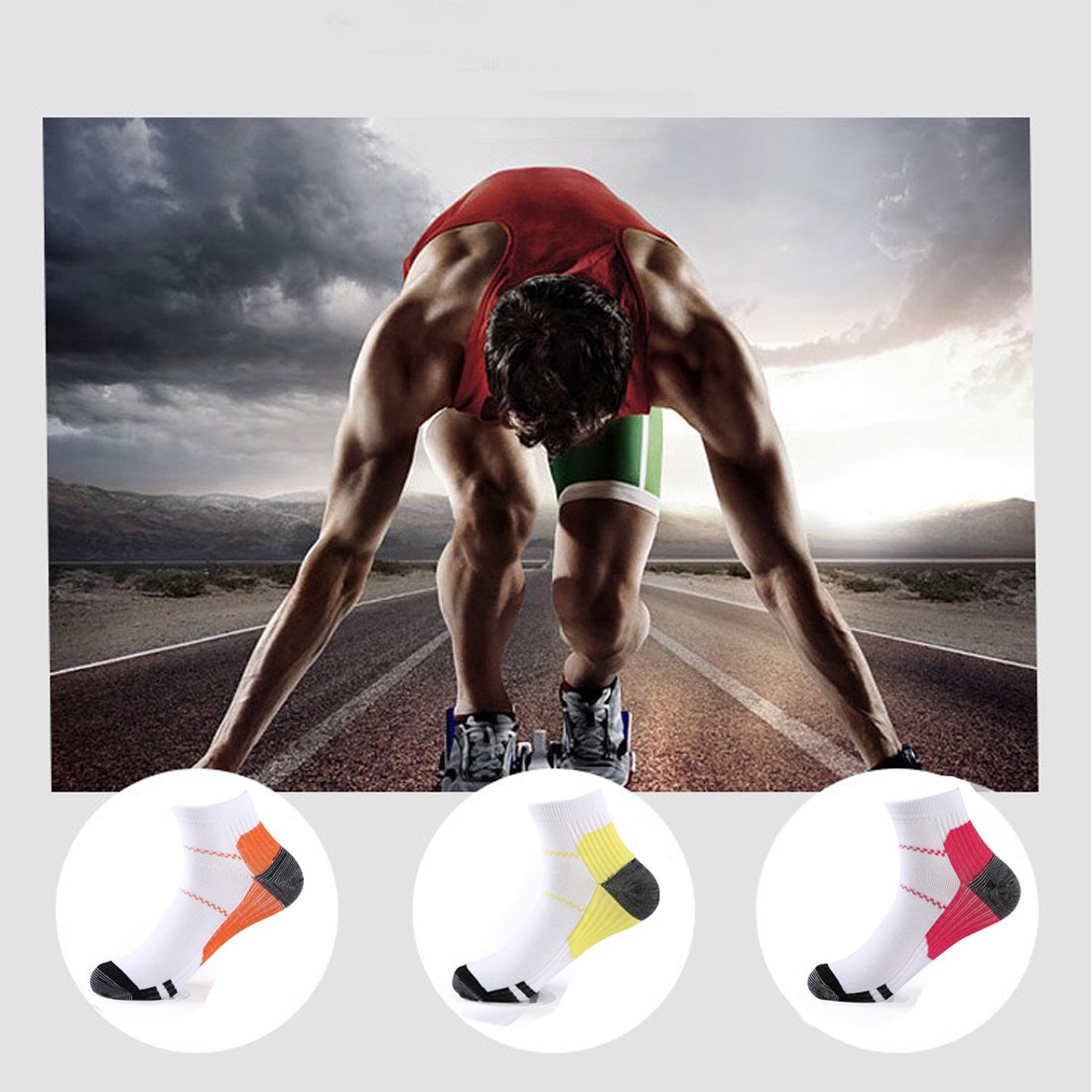 6 pares de calcetines de compresión, fascitis plantar deportiva, soporte de arco para correr, gimnasio, compresión de pies, para hombres y mujeres.