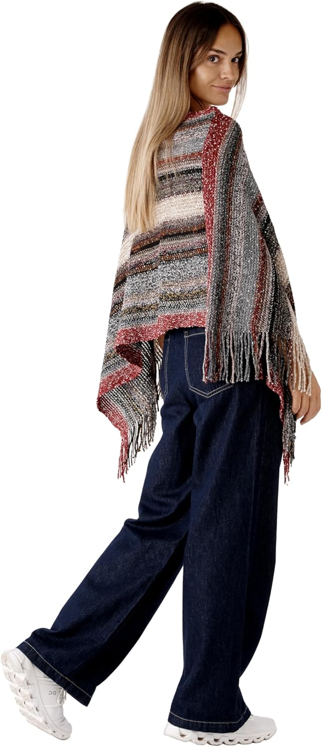 Women's Shawl Wrap Poncho Ruana Cape Cardigan Sweater Open Front for Fall Winter Spring - Image 3