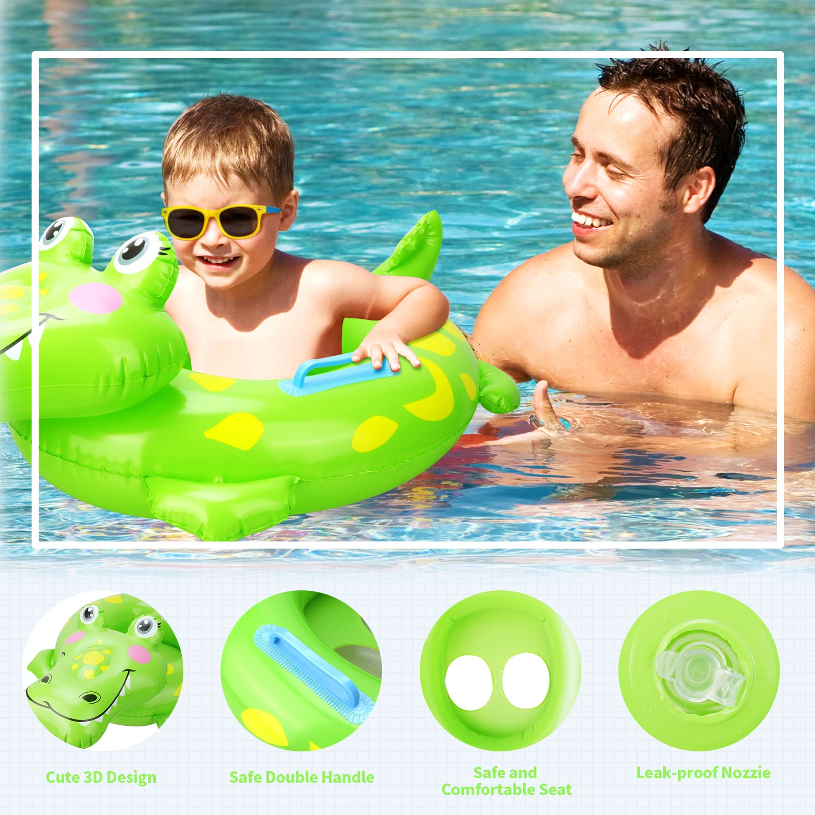 Anello di Nuoto a Forma Coccodrillo, 3D Baby Float Salvagente con Seggiolino, Salvagente Neonato Galleggiante Gonfiabile del Bambino Dell'anello di Nuoto del Bambino, Bambini Piscina Giocattolo