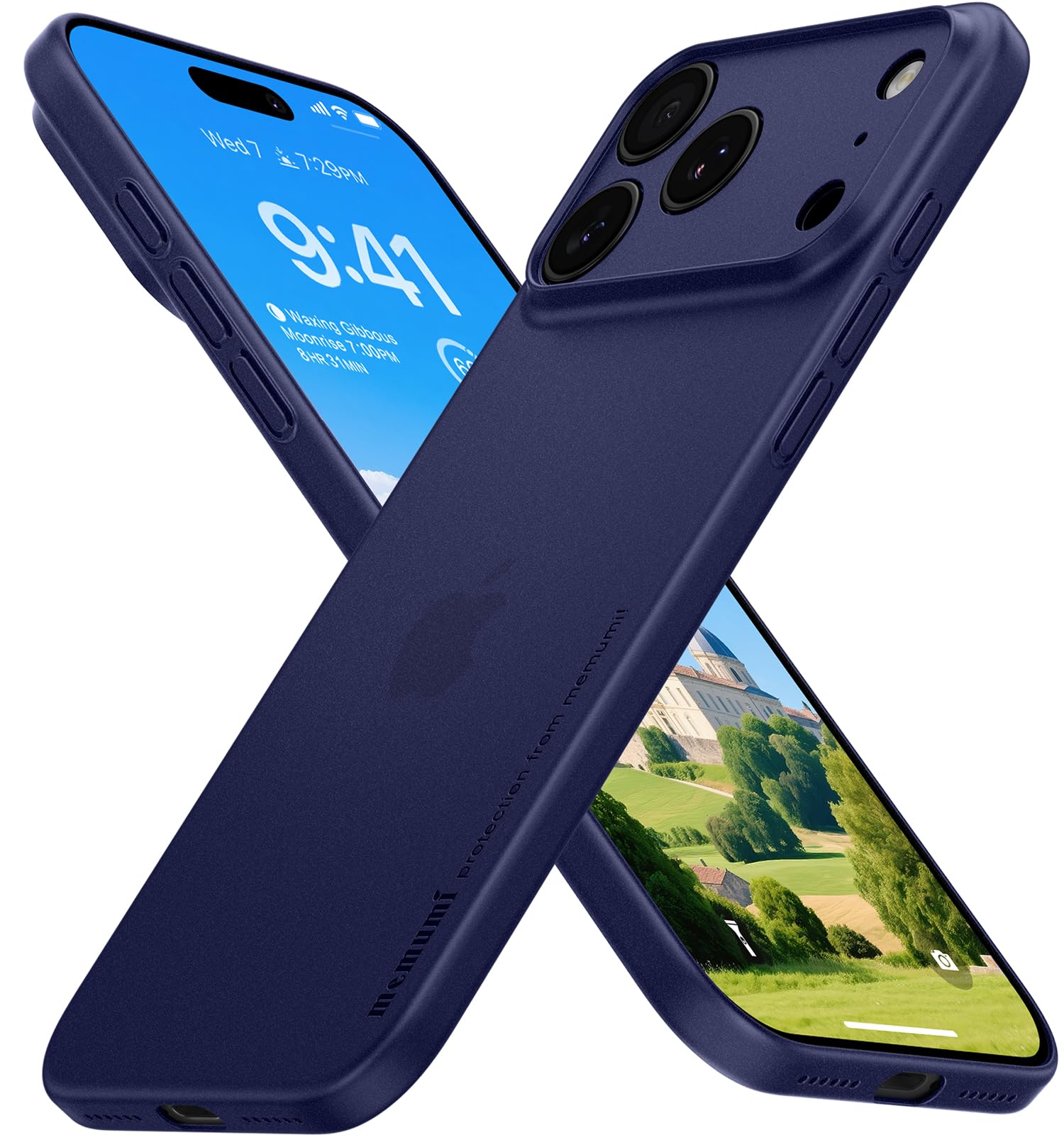 memumi Case for iPhone 17 Pro Max Ultra Thin 0.3mm Lightweight [No-Case Feeling] Matte Hard Cover with Camera Protection for iPhone 17 Pro Max Slim Cover in Minimalist, Semi-Transparent Frosted Blue ClimatePartner Verified