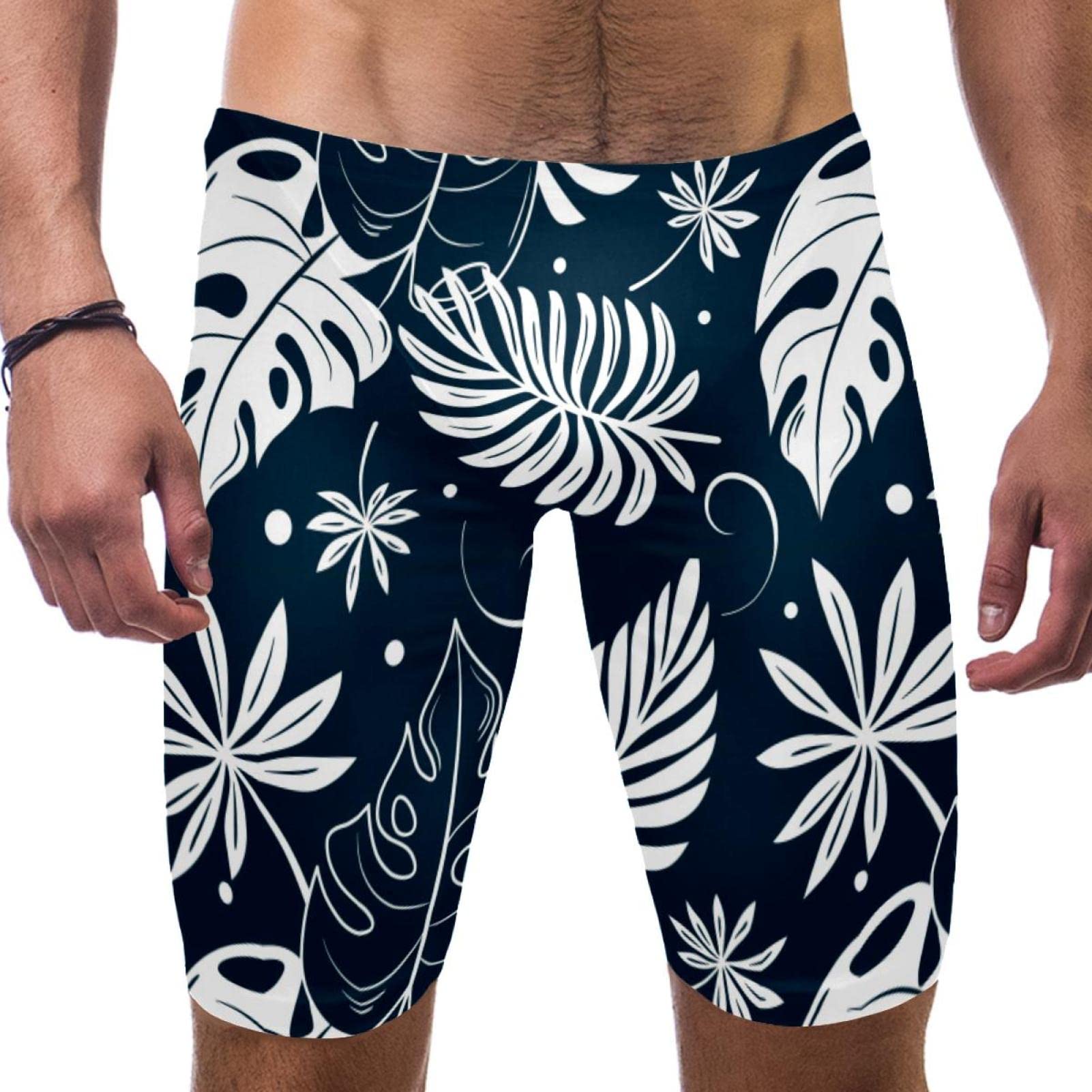 Jammers de natación hombre tejido premium de resistencia estampado hojas marina S 7