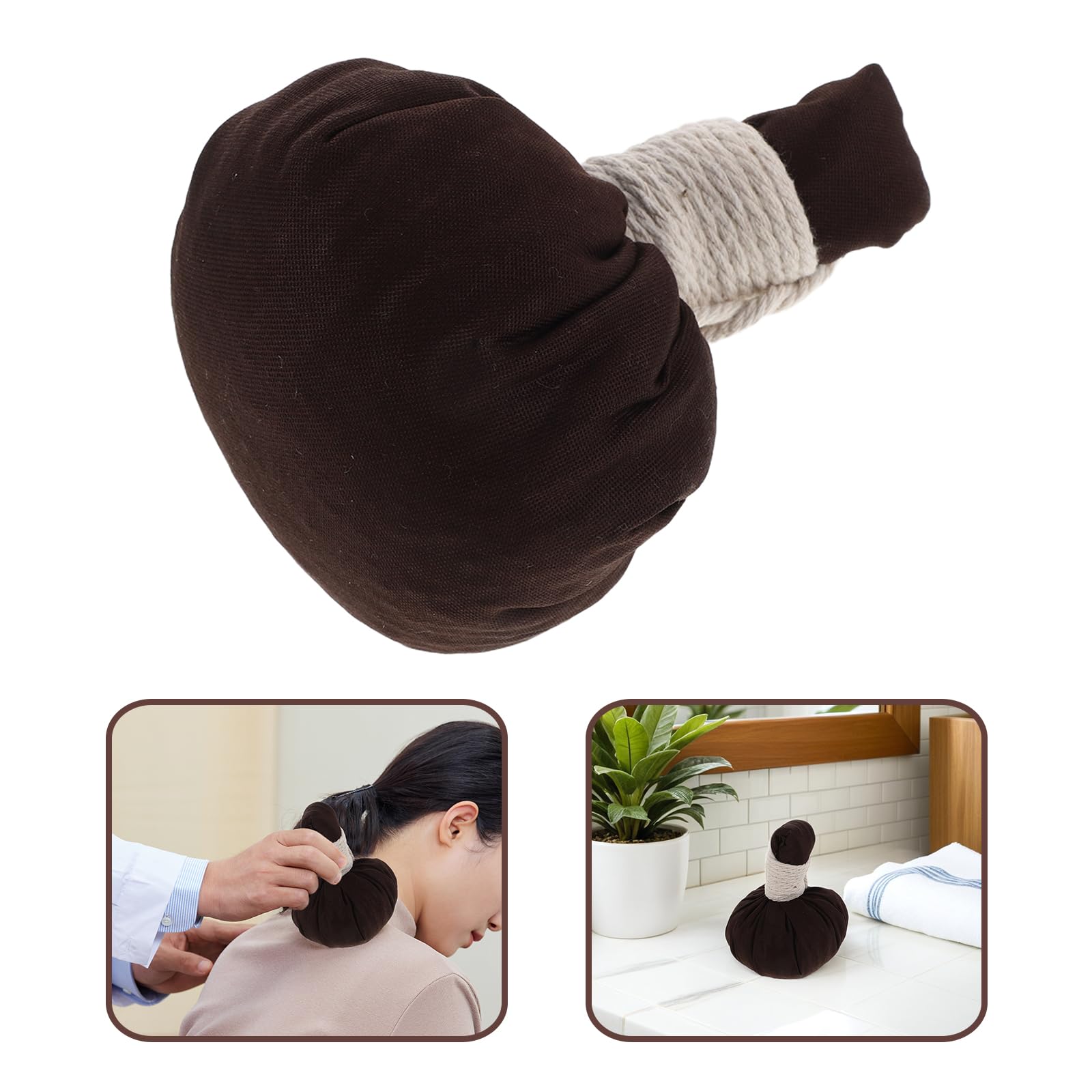 PLAFOPE Bolas de Masaje Tailandés de Hierbas Naturales 2 Piezas, Bola de Compresa Térmica Grande para Spa, Alivio Muscular para Espalda y Pies, Paquete Reutilizable para Bienestar