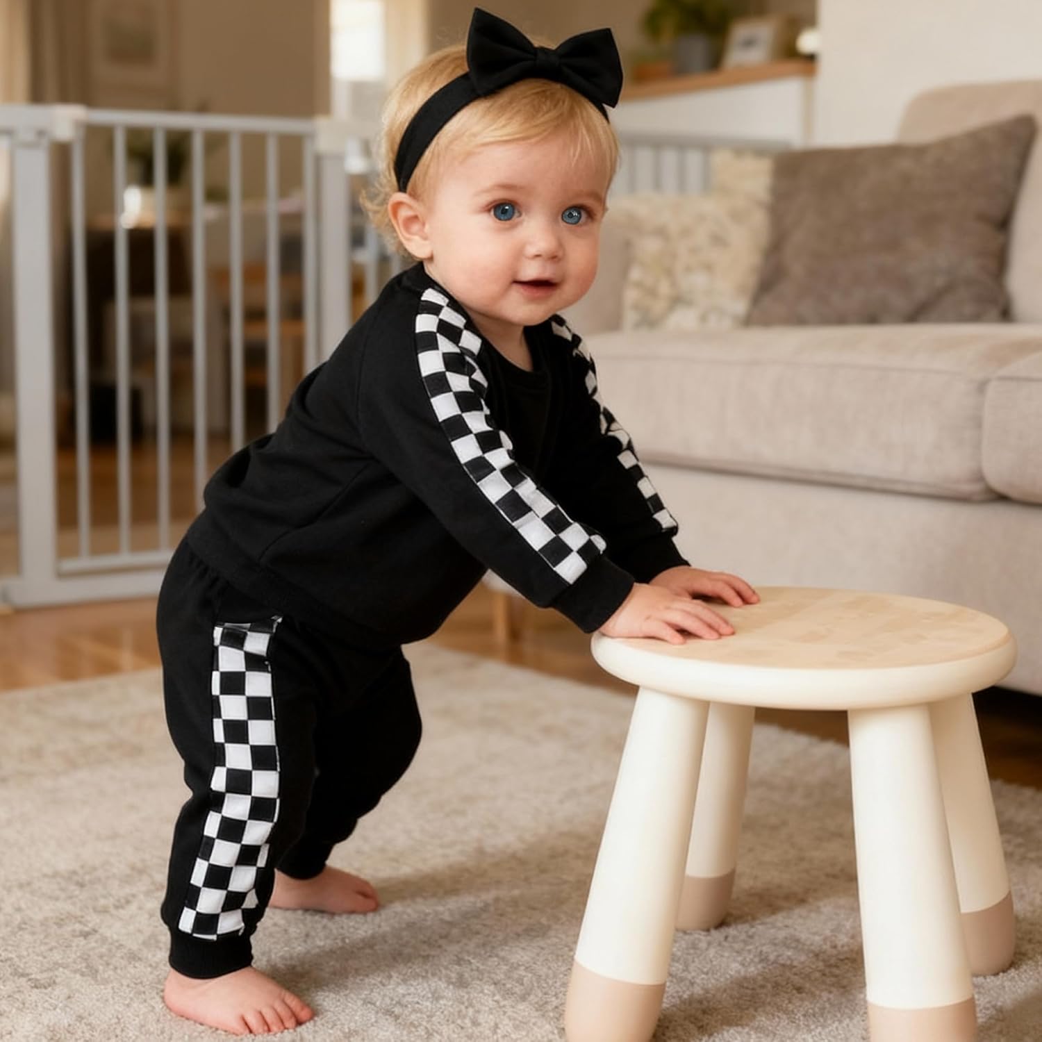 AMAWMW Infant Baby Girl Clothes Long Sleeve Loose Sweatshirts Pockets Pants Headband Outfits Fall Winter Spring Gift - Image 4