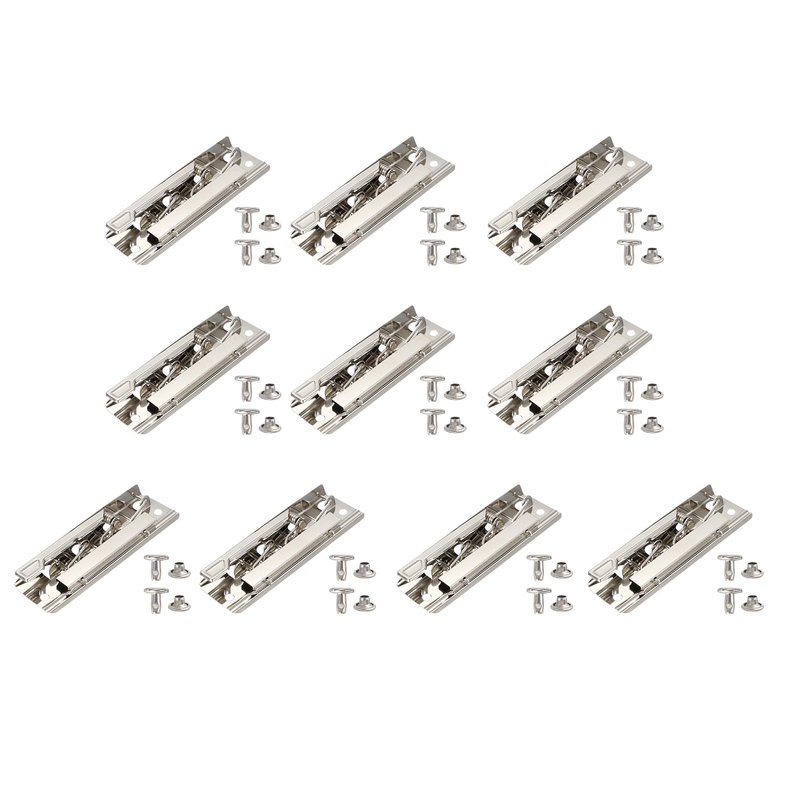 PATIKIL 3.9 Inch Metal Clipboard Clips, 10 Pack High Grip Lever-Type Mountable Clips Strong Springs Clamp with 20 Rivets for Office Home, Silver