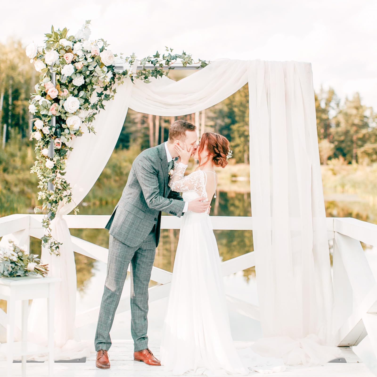 Jiang&Rong 3 x 3 m Support de Toile de Fond Réglable, Robuste | Pour Mariage, Fête D'anniversaire et Décoration de Banquet - Argenté