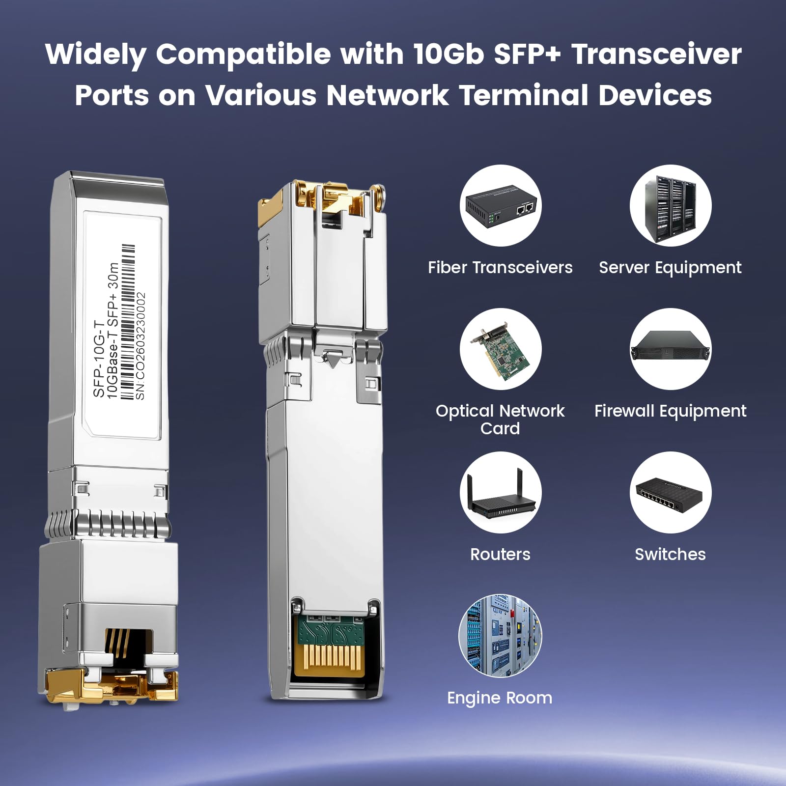 10G SFP+ RJ45 Transceiver 30 Metros, Módulo de Cobre Cat6/Cat7 1.25/2.5/5/10GBase-T con Chip Marvell y DDM para Cisco SFP-10G-T-S, Ubiquiti, MikroTik S+RJ10, Netgear, TP-Link, D-Link