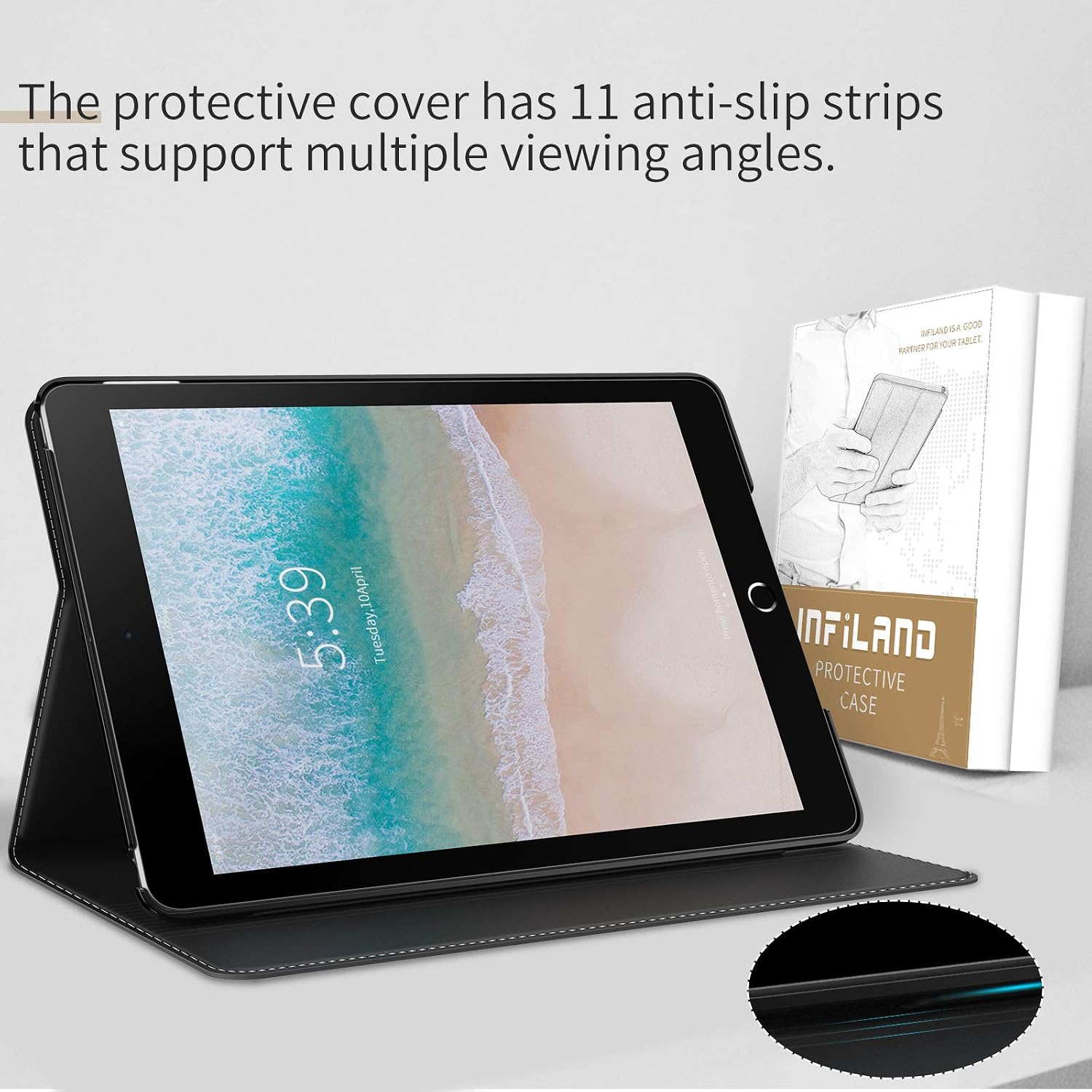 Infiland iPad 9.7 2018/iPad 9.7 2017/iPad Air 2/iPad Air Case, Multiple Angle Stand Cover Compatible with Tablets A1893/A1954/A1822/A1823/A1566/A1567/A1474/A1475/A1476 (Auto Wake/Sleep), Rose-Gold
