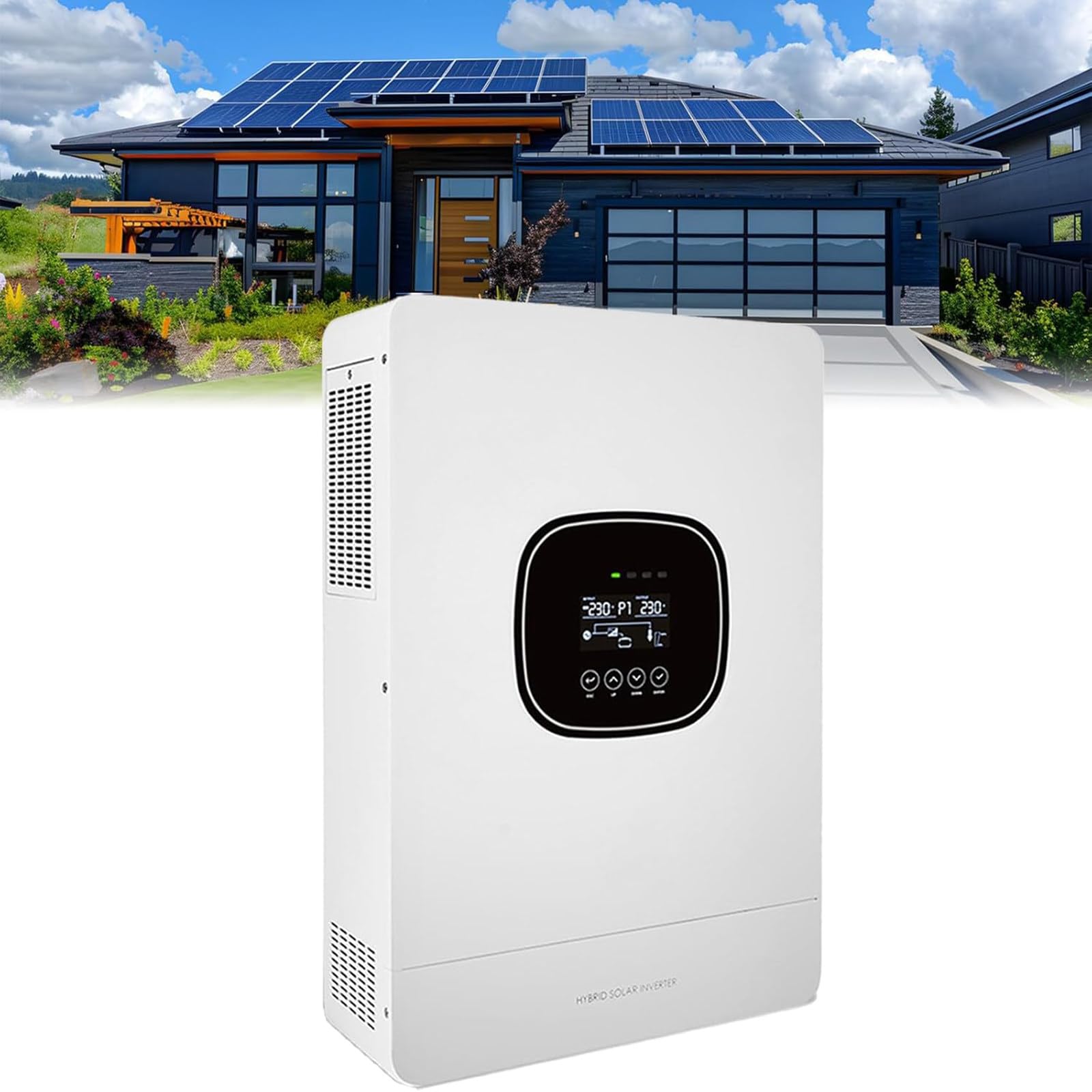 Nowa Generacja Inwertera Hybrydowego, 3600W Hybrydowy Inwerter Solarny - 24V DC na 220V AC, Wbudowany 100A MPPT Kontroler Ładowania Solarnego, Inwerter On/Off Grid dla Domu/Kampera