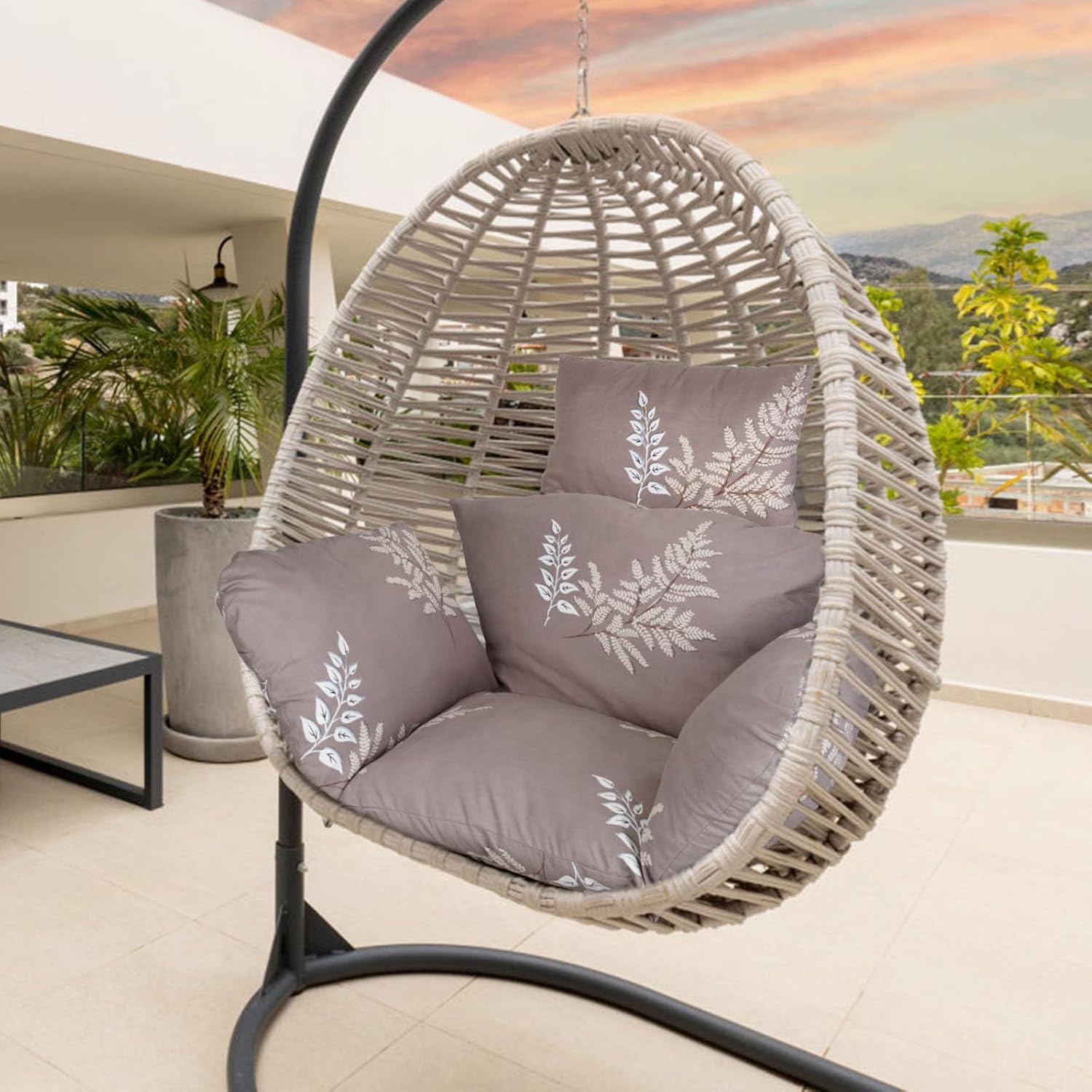 KOCASO Hanging Egg Chair Cushion, Soft Swing Basket Seat Cushion, Egg Chair Cushion Pads with Ties for Hammock, Outdoor Replacement Patio Furniture Cushions Indoor Sofa