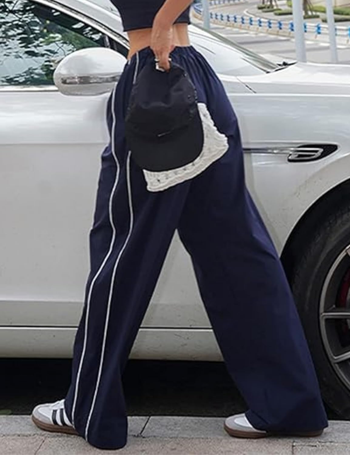 Womens Parachute Pants Wide Leg Baggy Pants Y2K Elastic Waist Jogger Sweatpants Track Pants Streetwear - Image 2