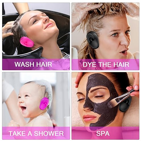 Miniatura 7 de LALAFINA Gorro de ducha, 206 unidades, cubiertas profesionales de silicona para teñir el cabello, protectores de oídos, cubiertas para los oídos,