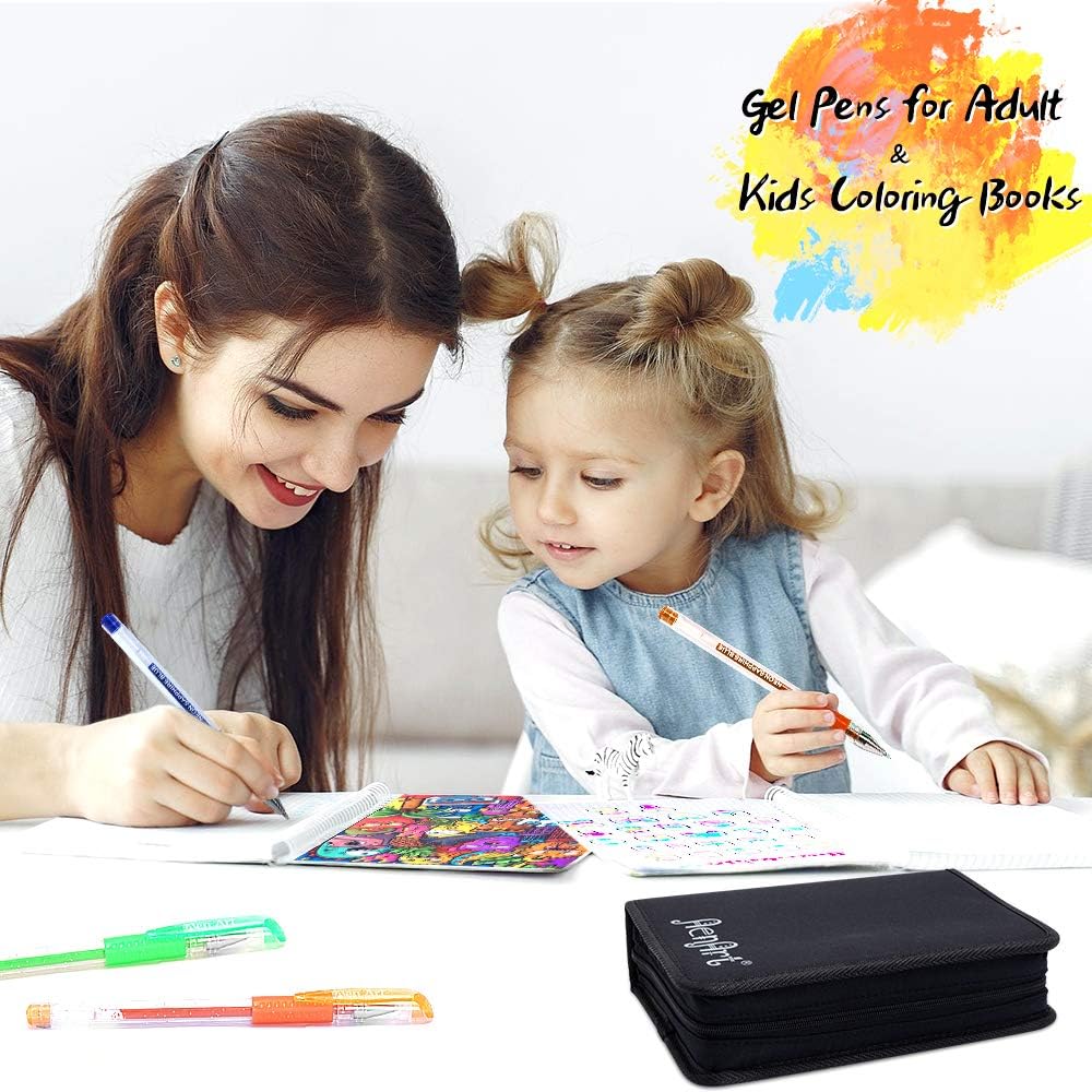 Gel Pens for Adult Coloring Books, 160 Pack Artist Colored Gel Pen with 40% More Ink, Bonus Black Case. Perfect for Kids Drawing Doodle Crafts Journaling Planner : Arts, Crafts & Sewing